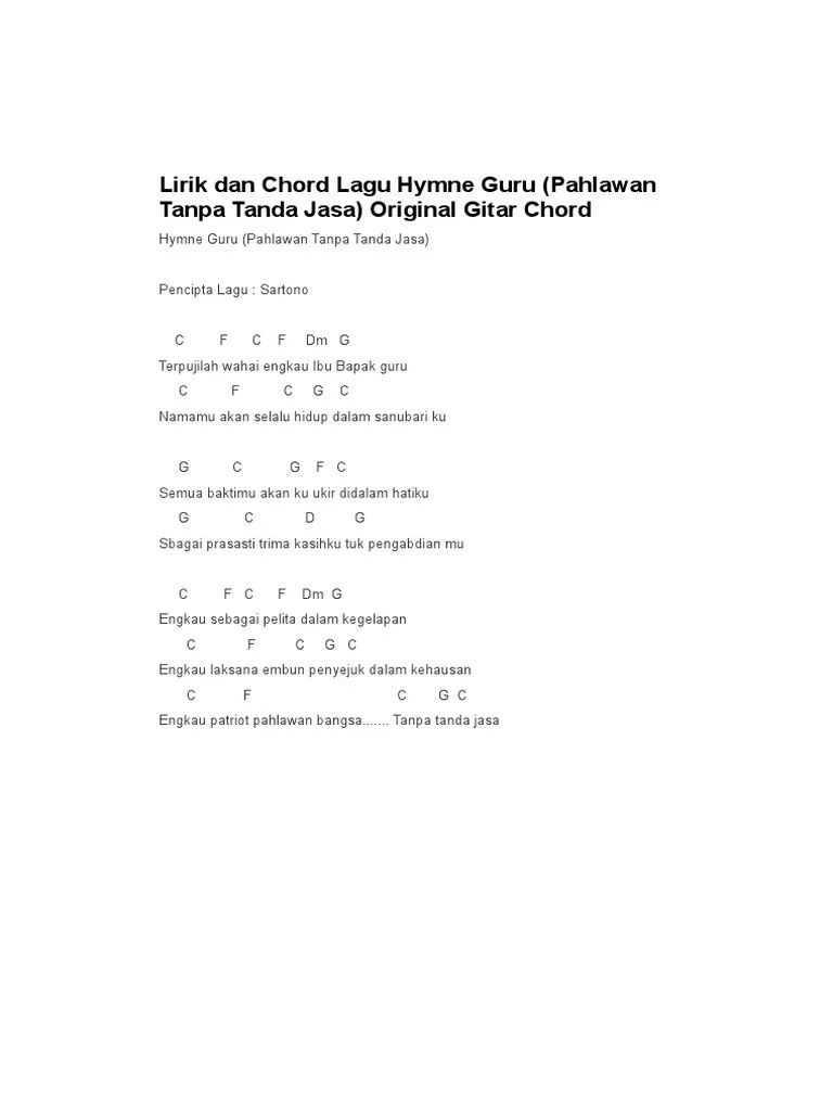 Not Balok Lagu Terima Kasih Guru - Seputaran Guru