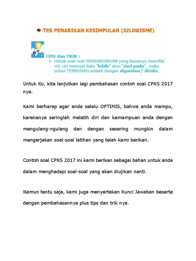 Kita ketahui ya teman kalau ada 3 jenis . Soal Silogisme Pdf
