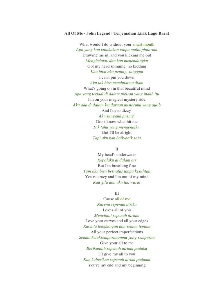 chanyeol (you know i'm here girl) all . Arti Dari Lirik Lagu All Of Me Belajar
