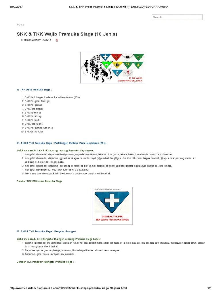 SKK &amp; TKK Wajib Pramuka Siaga (10 Jenis) - Ensiklopedia Pramuka | PDF