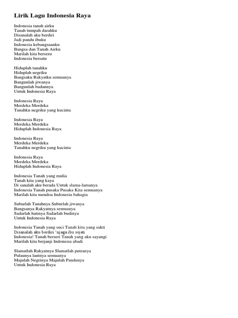 Lirik Lagu Indonesia Raya Dan Santri | PDF