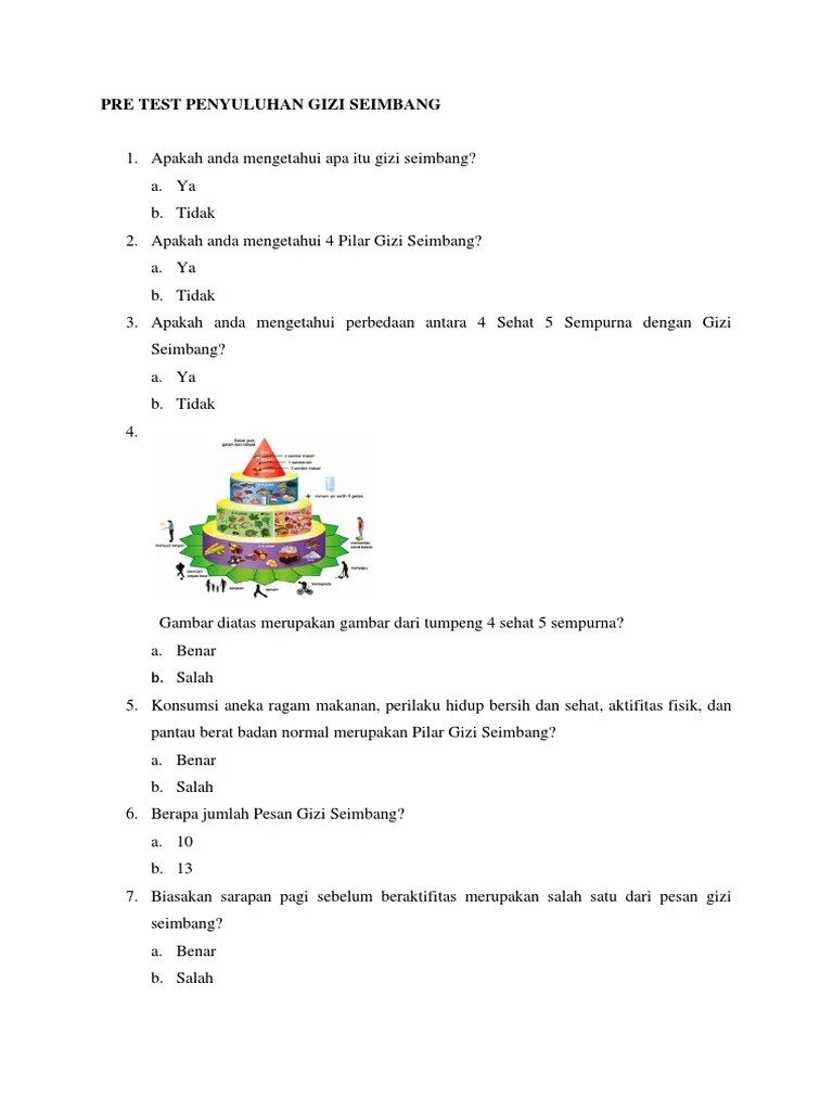 Pre Dan Post Test Penyuluhan Gizi Seimbang | PDF
