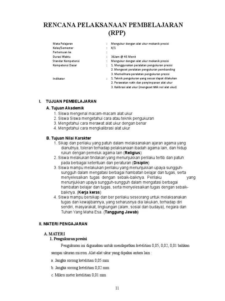 RPP 14 KK 3 Mengukur Dengan Alat Ukur Mekanik Presisi | PDF