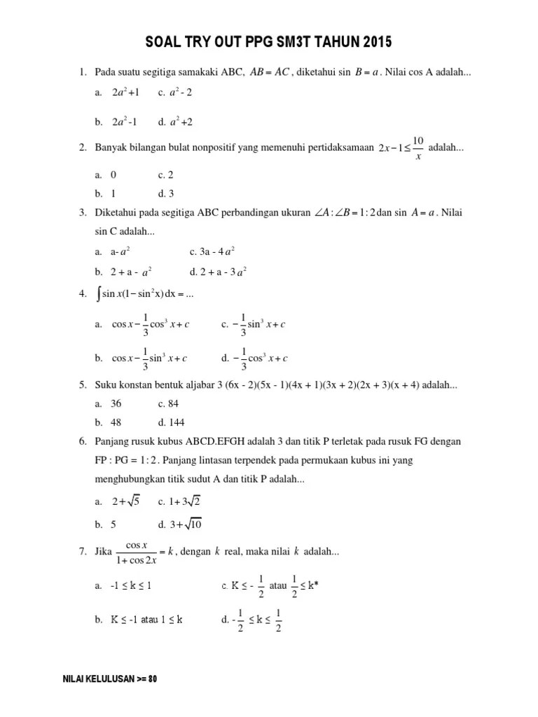 Please fill this form download bank soal ppg matematika. Soal Try Out PPG