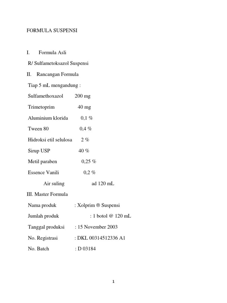 Suspensi padanan yang sesuai secukupnya, yang dibuat segar dengan cara. Formula Suspensi Pdf
