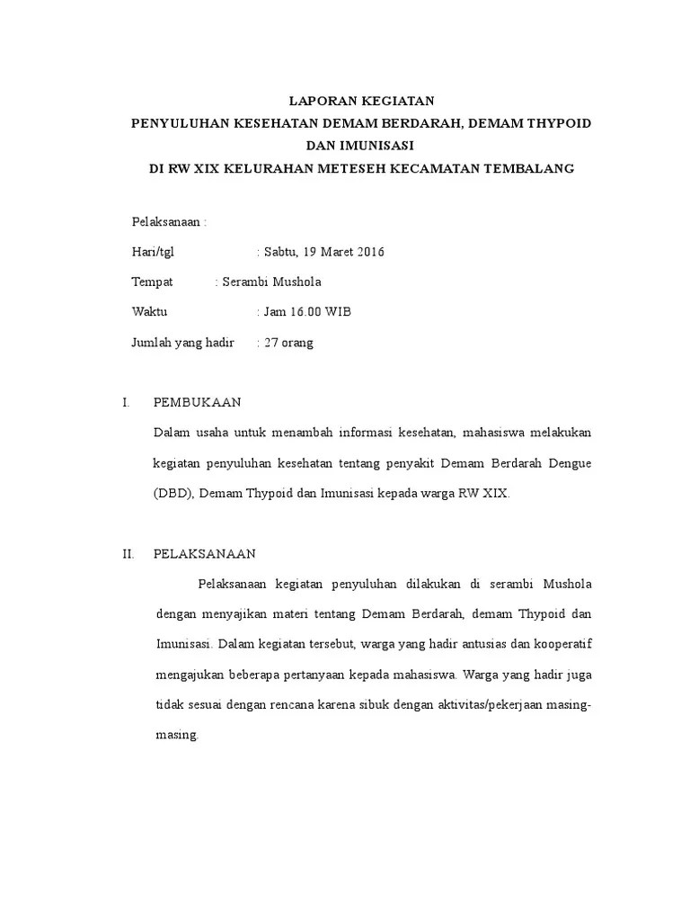Laporan Kegiatan Penyuluhan DBD | PDF