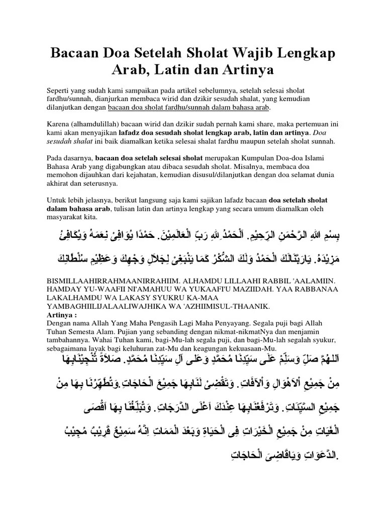 Bacaan Dzikir Dan Doa Setelah Sholat Fardhu Lengkap