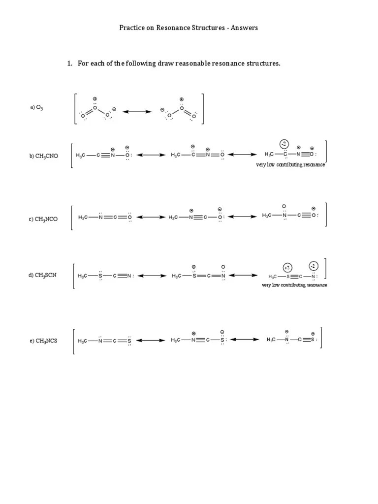 Answers to even more resonance practice problems. 02 Resonance Structures 343 Ans Pdf Pdf Chemistry Physical Sciences