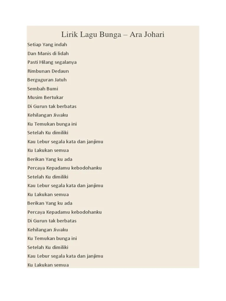 Kurindu tutur sapamu nan manja. Bunga Lirik Thomas
