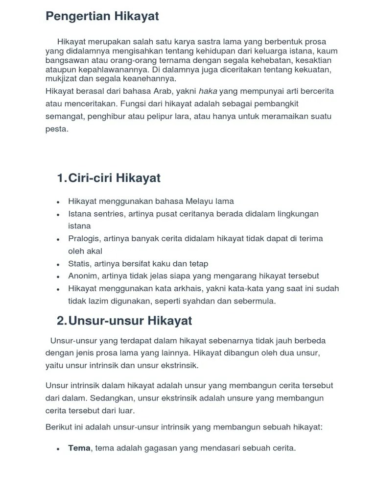 Pengertian Hikayat | PDF