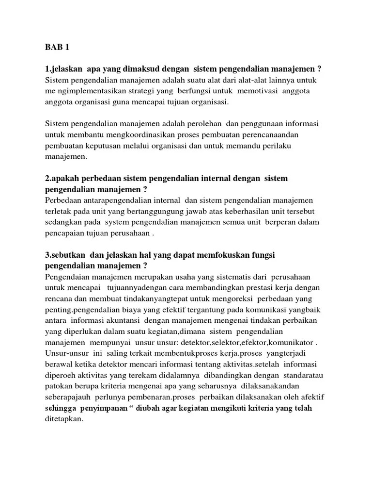 Pertanyaan Tentang Pengendalian Manajemen – Beinyu.com