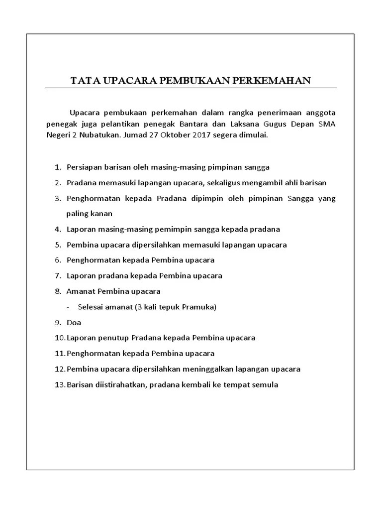 TATA ACARA Pembukaan Perkemahan | PDF