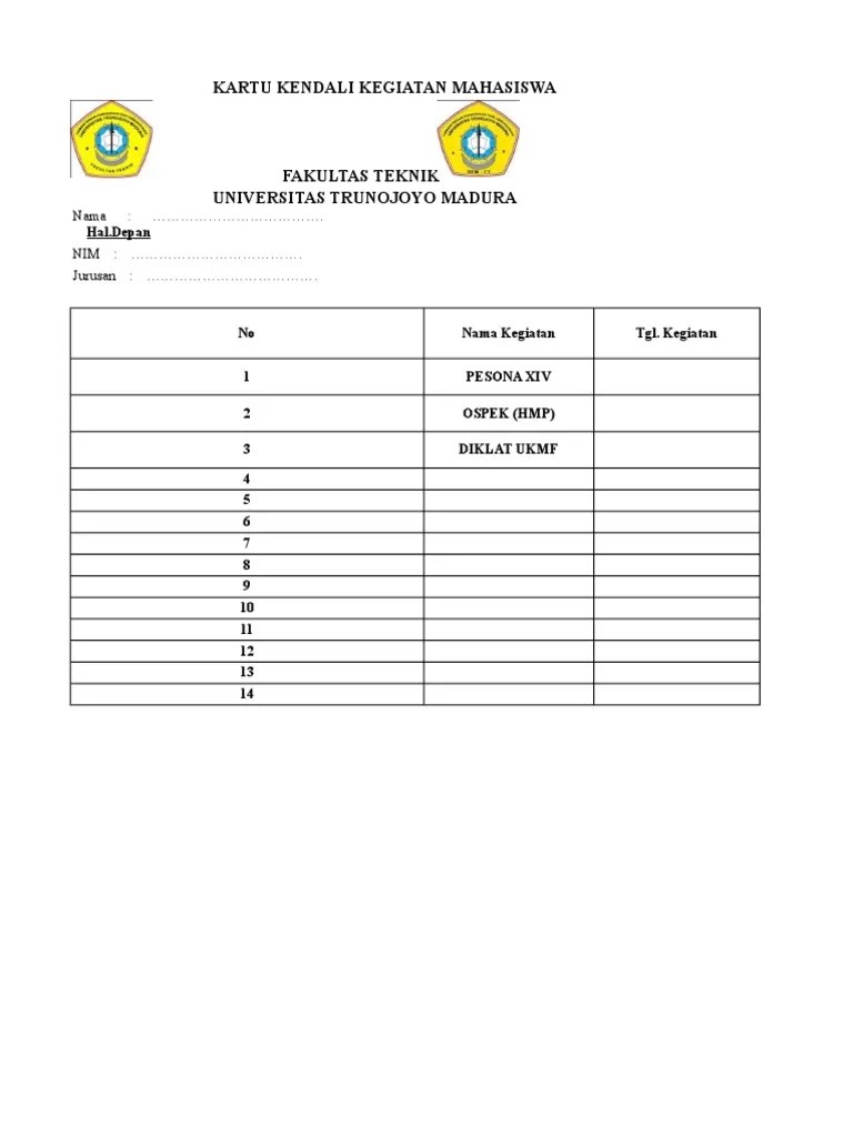 More images for contoh kartu kendali » Contoh Kartu Kendali