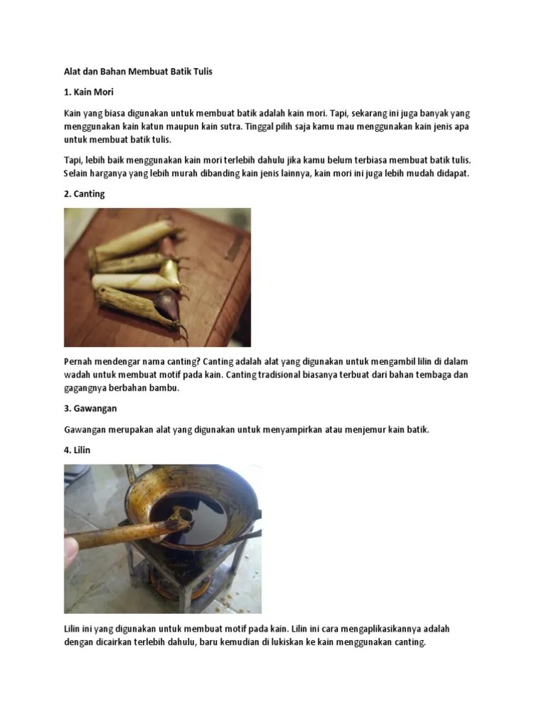 Alat Dan Bahan Membuat Batik Tulis | PDF