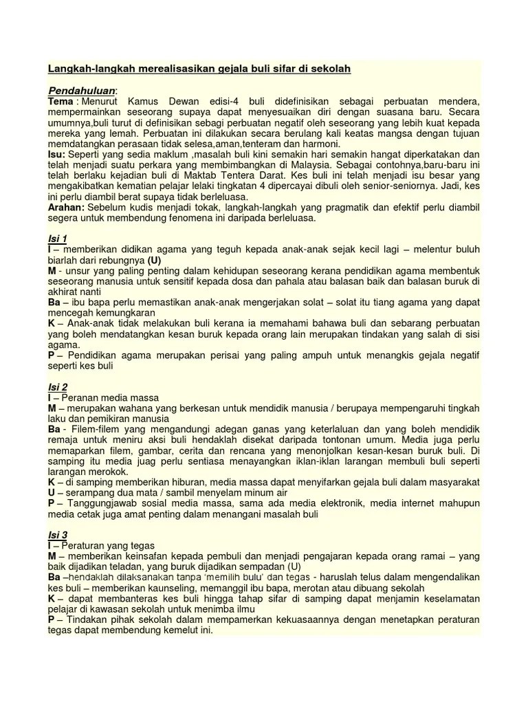 Sepatutnya pergi ke sekolah setiap hari merupakan satu rutin bagi seorang pelajar, tetapi apabila mereka ponteng, ianya seperti memberi signal bahawa mereka telah hilang arah tuju dalam hidup. Karangan Langkah Mengatasi Gejala Buli Di Sekolah Wallpaper