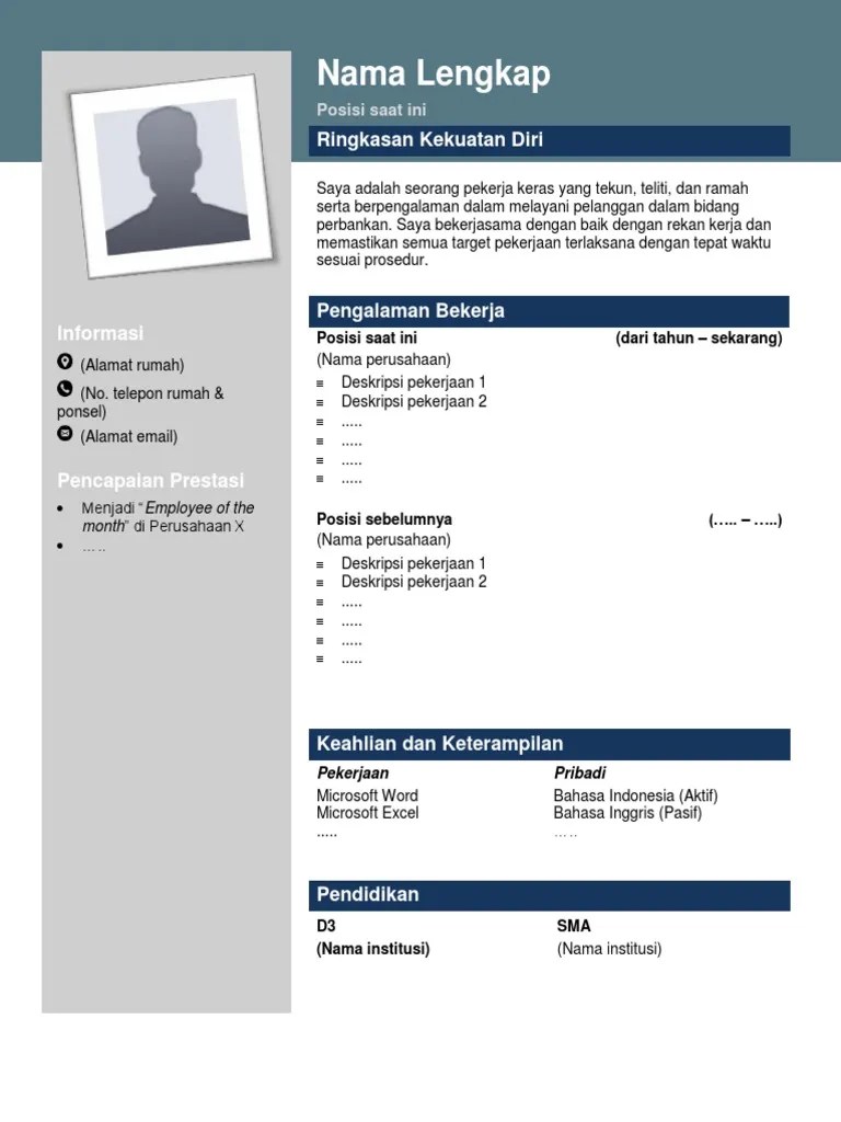 Contoh cv lamaran kerja yang menarik. Download Template Cv Word Gratis Bahasa Indonesia