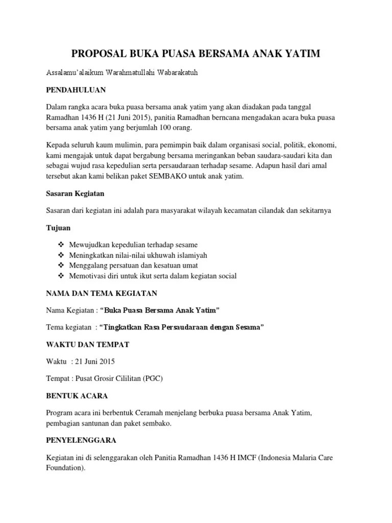 Kitabisa seyum ramadhan buka bersama santunan . Contoh Proposal Buka Bersama Anak Yatim Tulisan