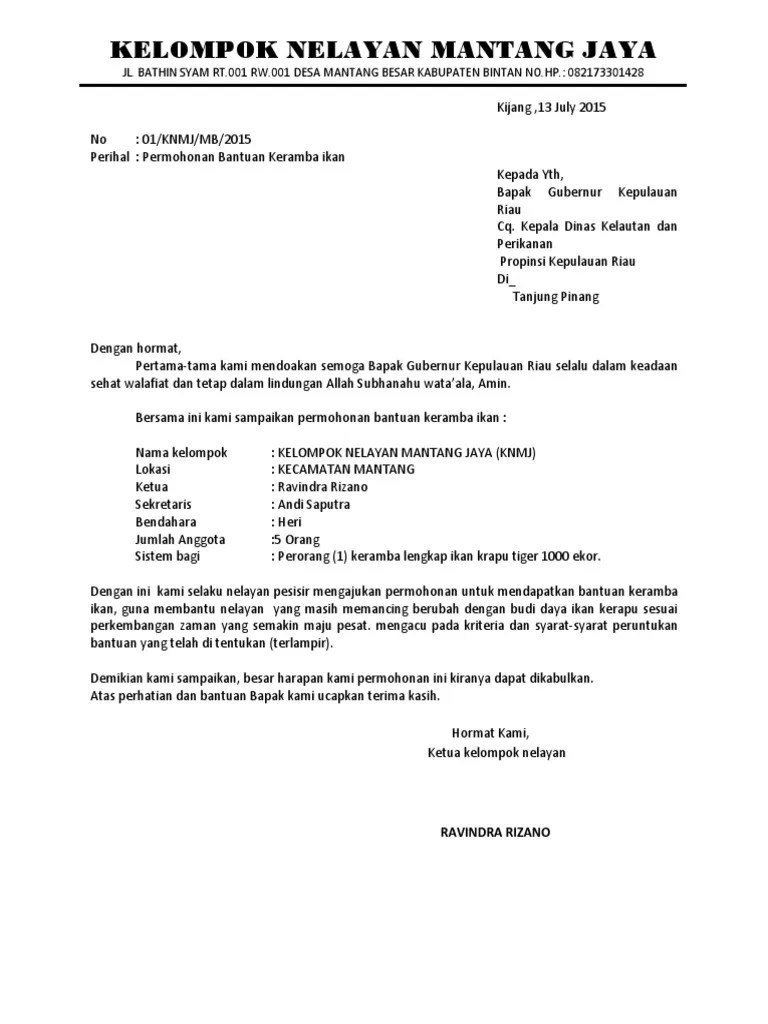 Kepala dinas kelautan dan perikanan Contoh Proposal Pdf