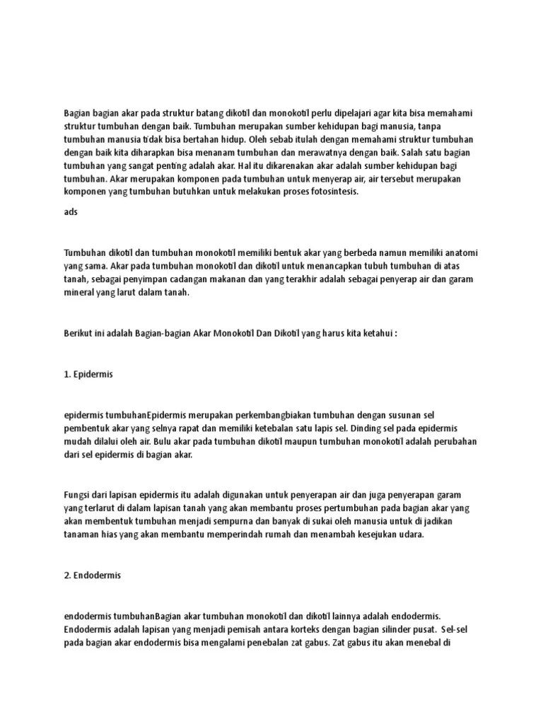 Uraikan Struktur Dan Fungsi Sel Rambut Akar Sebagai Epidermis Akar