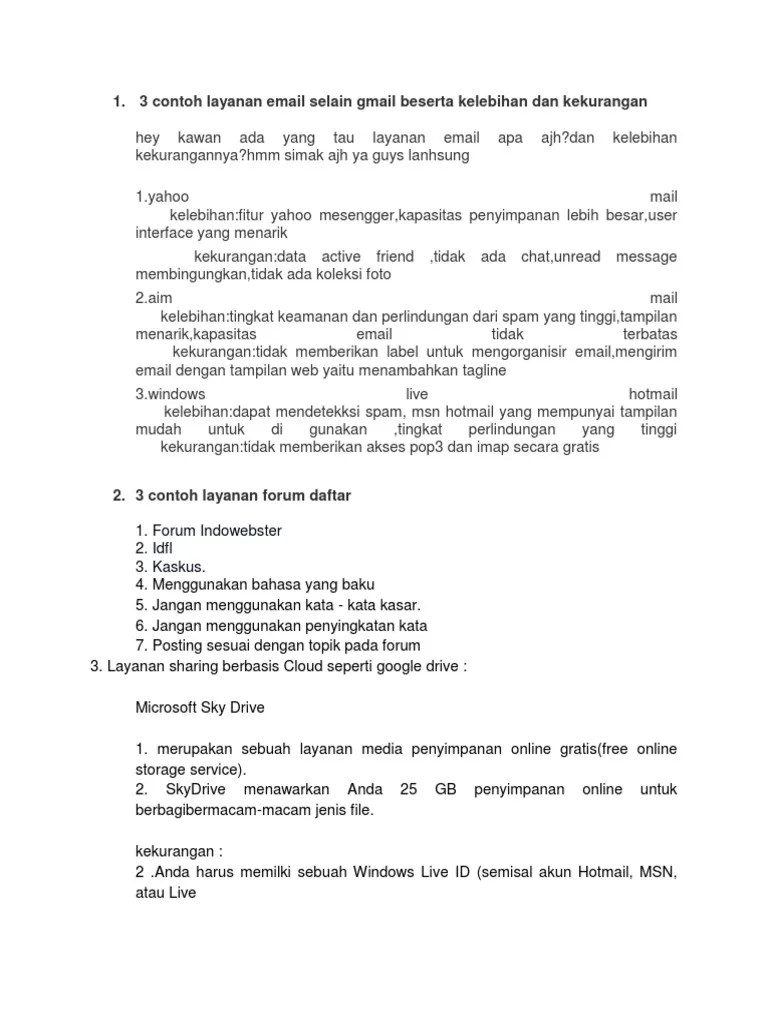 3 Contoh Layanan Email Selain Gmail Beserta Kelebihan Dan Kekurangan | PDF