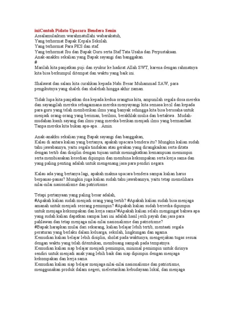 Contoh Pidato Upacara Bendera Senin | PDF