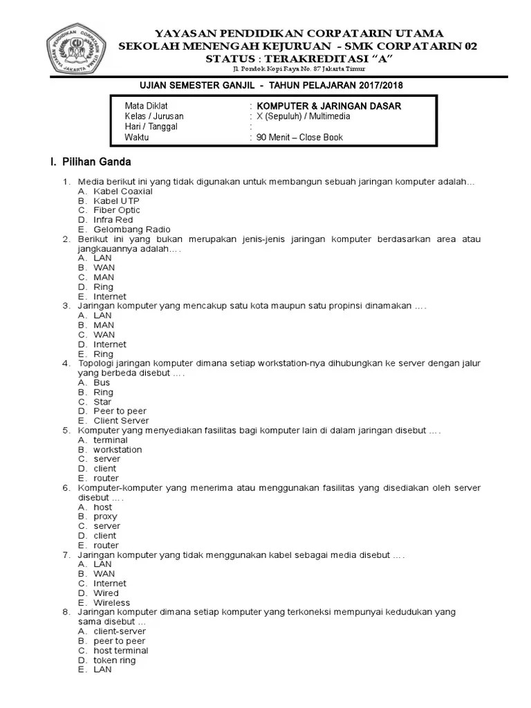 Jumlah soal 700 103 materi. Contoh Soal Komputer Dan Jaringan Dasar - Contoh Soal Terbaru