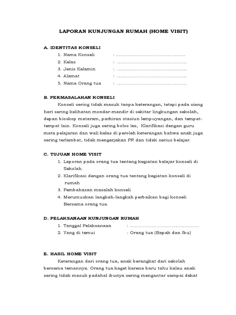 9 Laporan Kunjungan Rumah | PDF