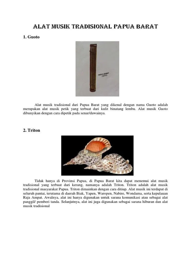 Alat Musik Tradisional Papua Barat | PDF