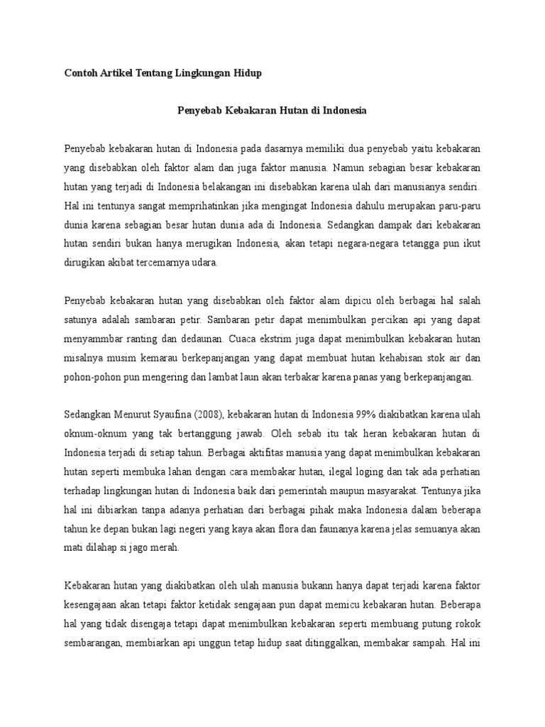 Contoh Artikel Tentang Lingkungan - Aneka Macam Contoh