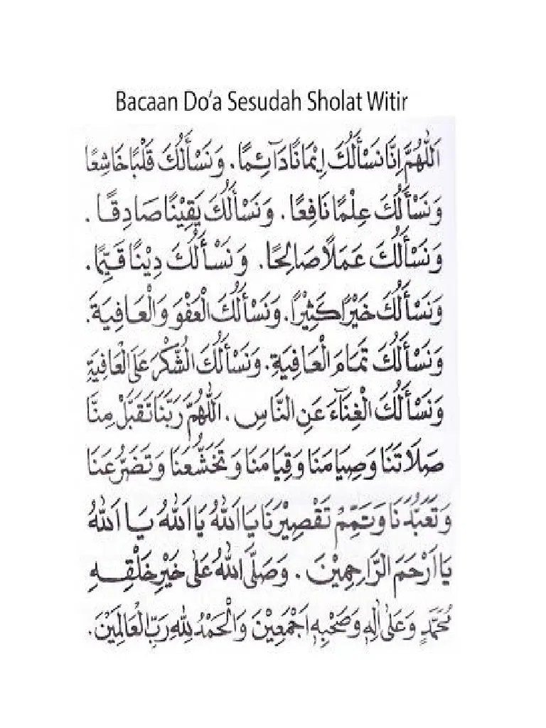 Doa Setelah Sholat Witir | PDF