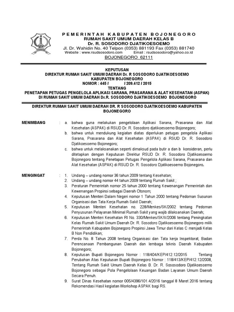 Meminimalkan beban pada aplikasi aspak sebagi induknya. Sk Petugas Aspak Pdf