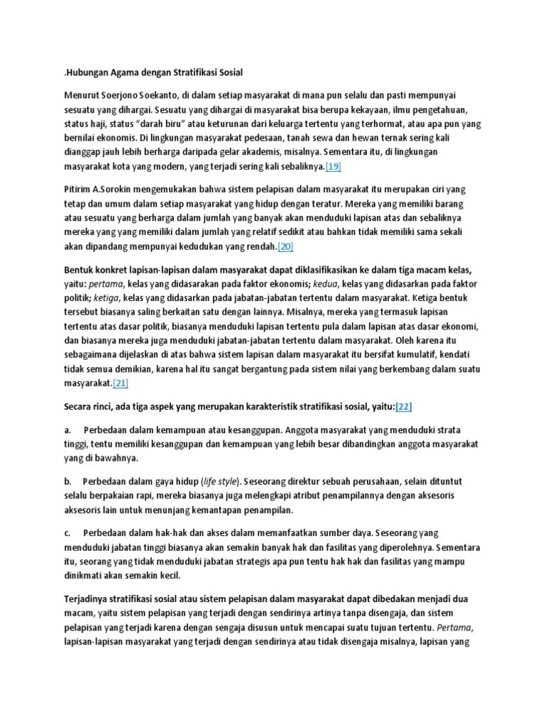 Hubungan Agama Dengan Stratifikasi Sosial | PDF