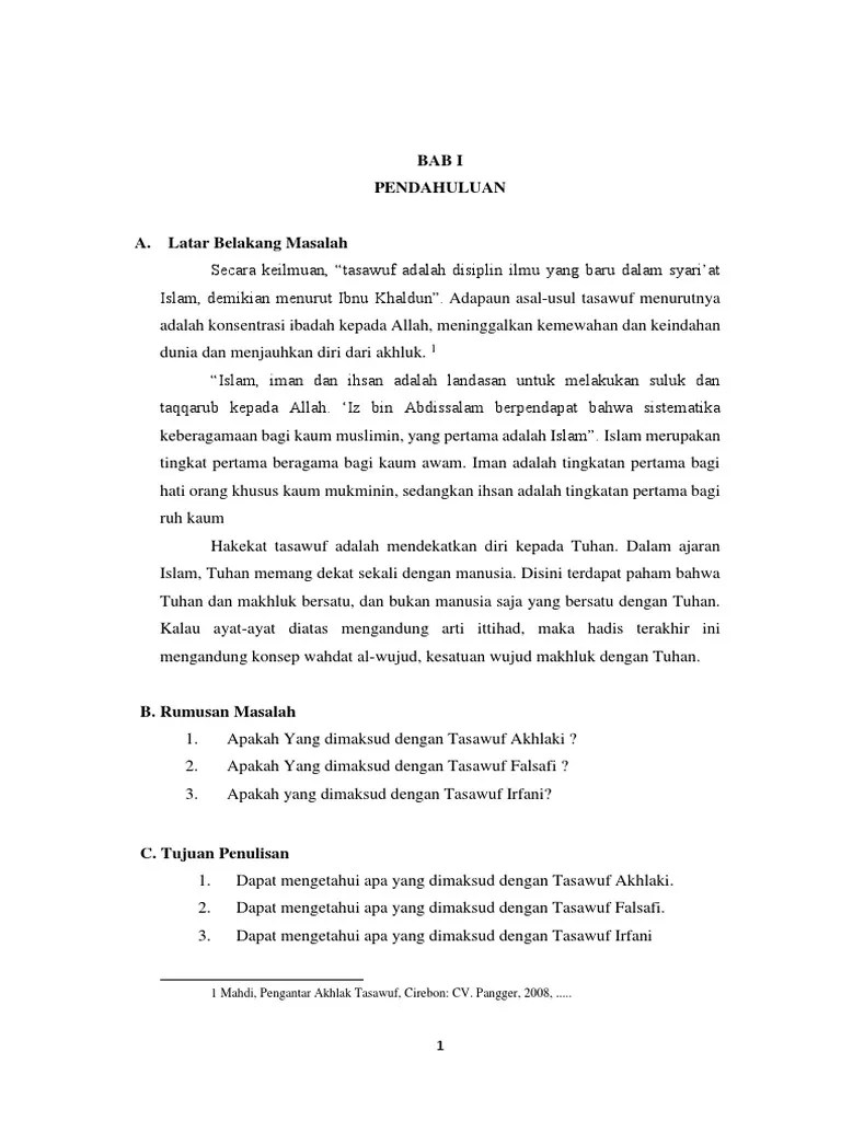 Makalah Tasawuf Akhlaki, Falsafi, Dan Irfani | PDF