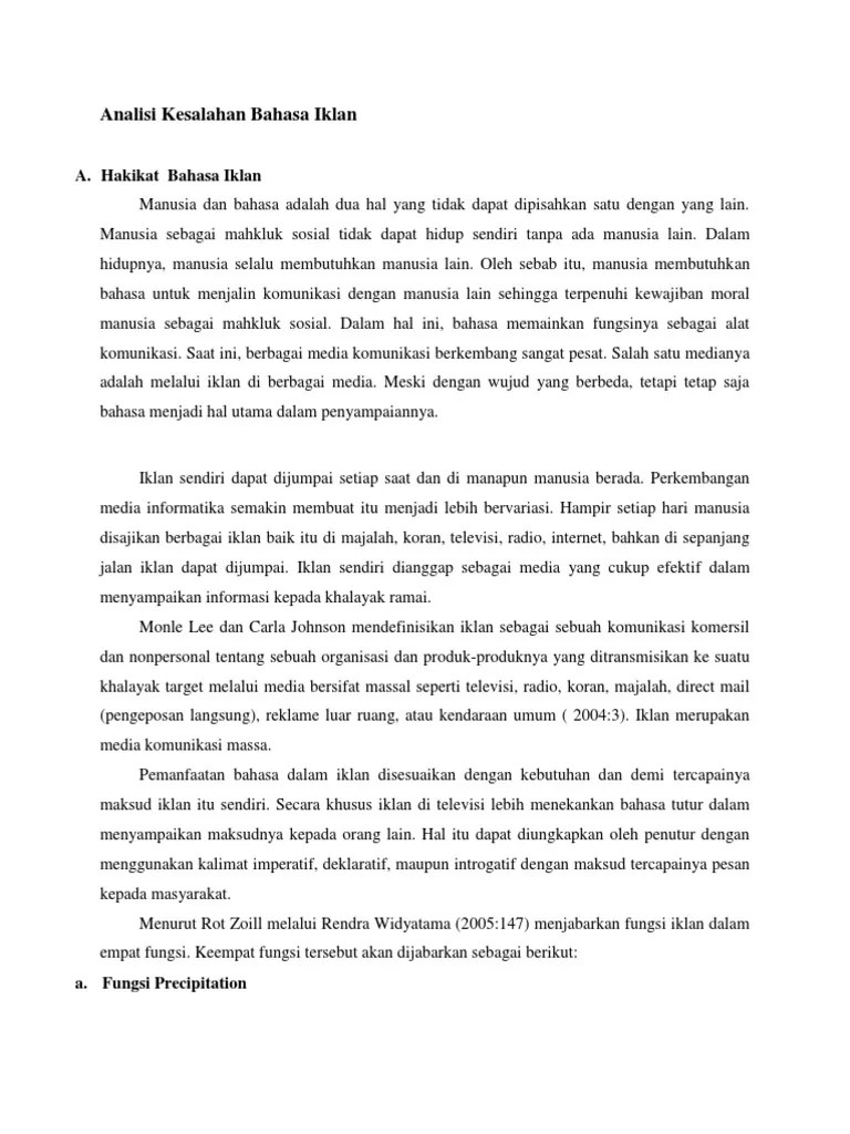 Analisi Kesalahan Bahasa Iklan | PDF