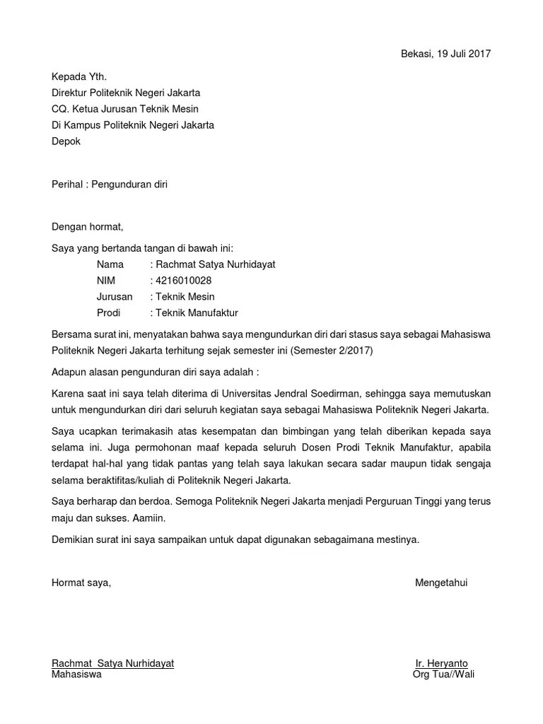 Contoh surat teguran atau surat peringatan (sp) yang baik via contohsuratmu.com. Surat Pengunduran Diri Pnj Pdf