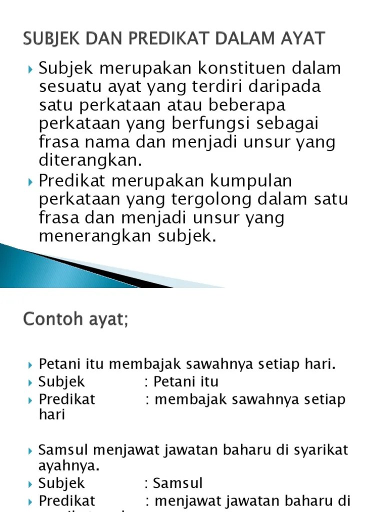 Subjek Dan Predikat Dalam Ayat | PDF