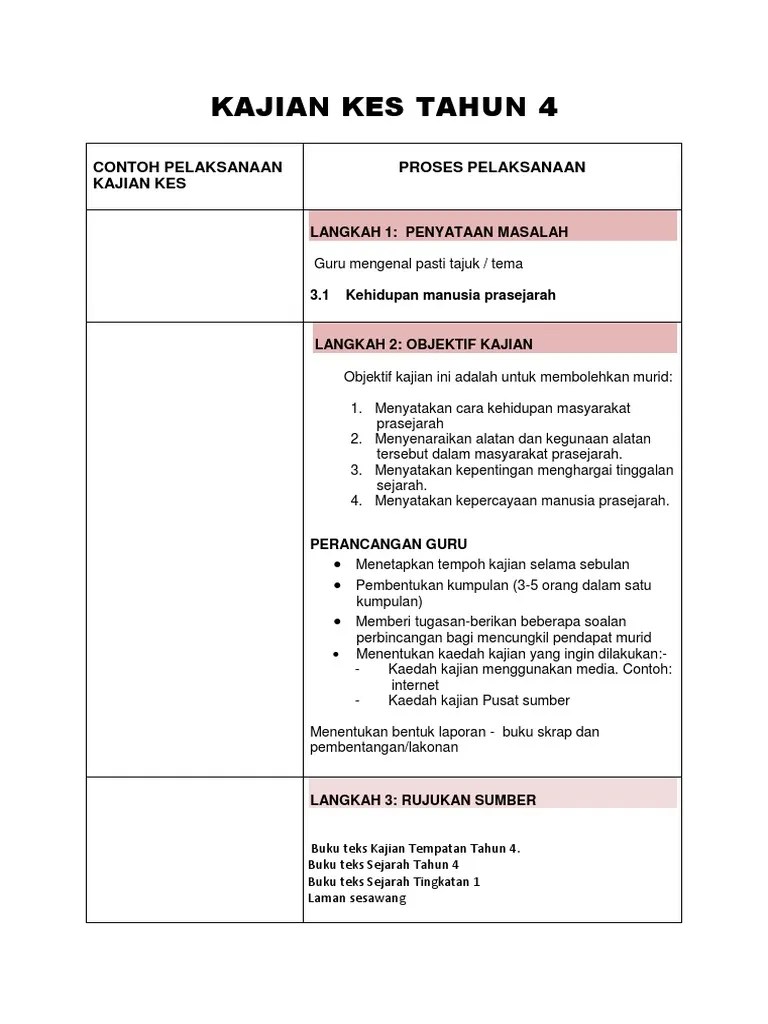 Text of kajian kes sejarah tahun 6.doc. Kajian Kes Tahun 4 Pdf
