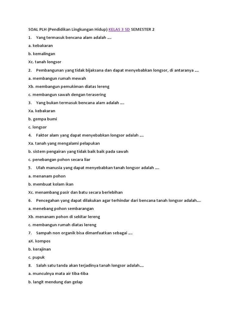 Bentuk soal pg kunci jawaban Soal Plh