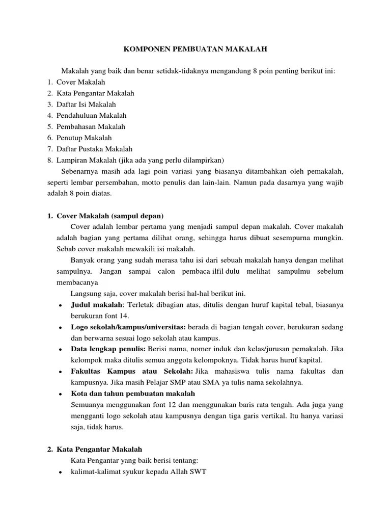Komponen Pembuatan Makalah | PDF