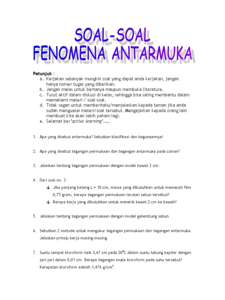 Soal Fenomena Antarmuka | PDF
