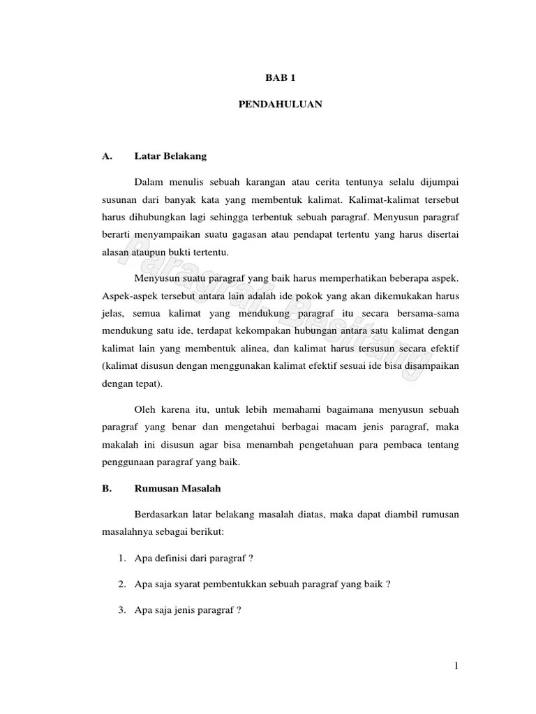 Kata Pengantar Makalah Bahasa Indonesia Tentang Paragraf