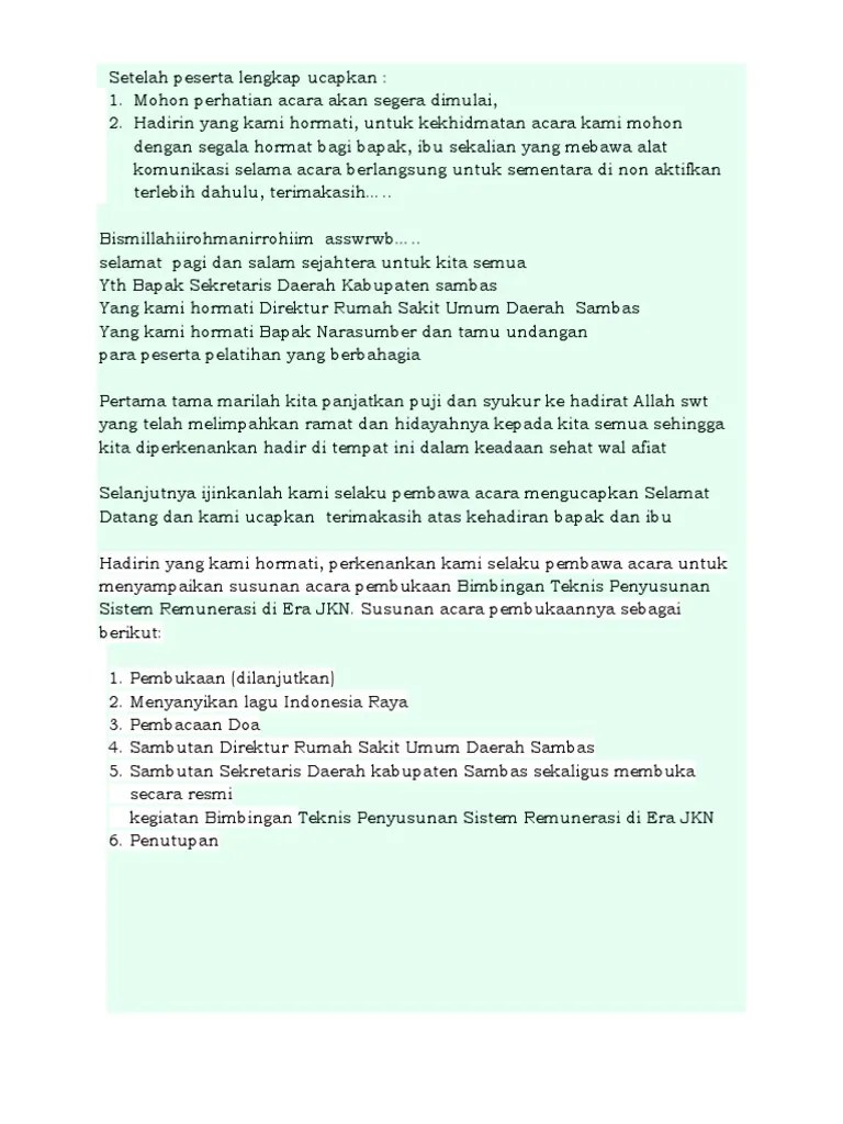 Susunan Acara Pembukaan Bimtek | PDF