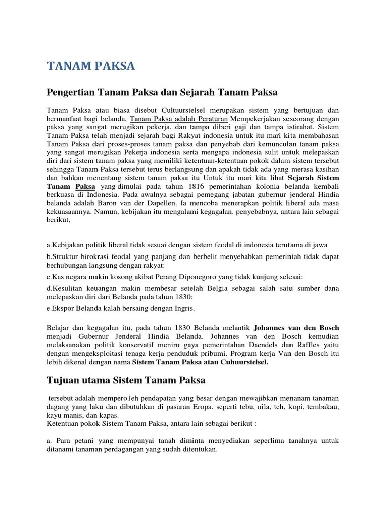 Perubahan Sosial Budaya Tanam Paksa – Pigura