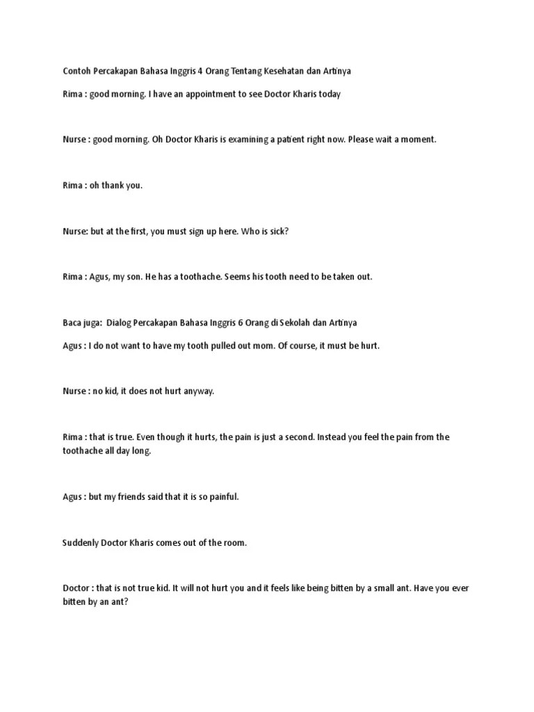 Aku akan memperkenalkan teman baru ku kepada kalian . Percakapan Bahasa Inggris Tentang Kesehatan Goreng