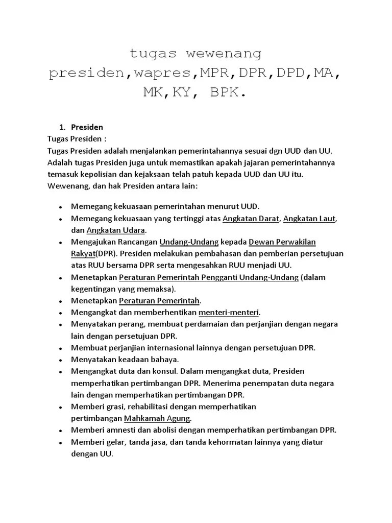 Fungsi Dan Wewenang Dpr Brainly