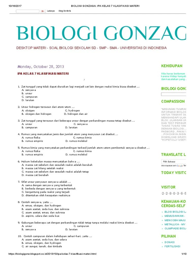 Klasifikasi pada mahkluk hidup 2. Biologi Gonzaga Ipa Kelas 7 Klasifikasi Materi Pdf