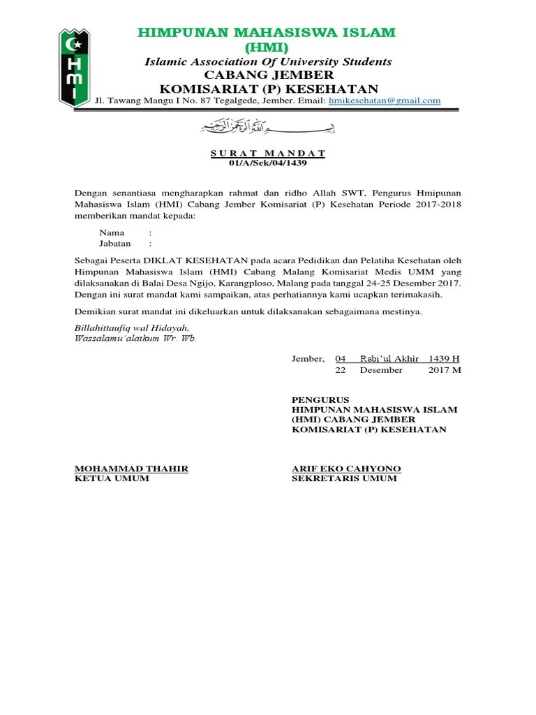 Contoh format surat hmi have some pictures that related one another. Surat Mandat Pdf
