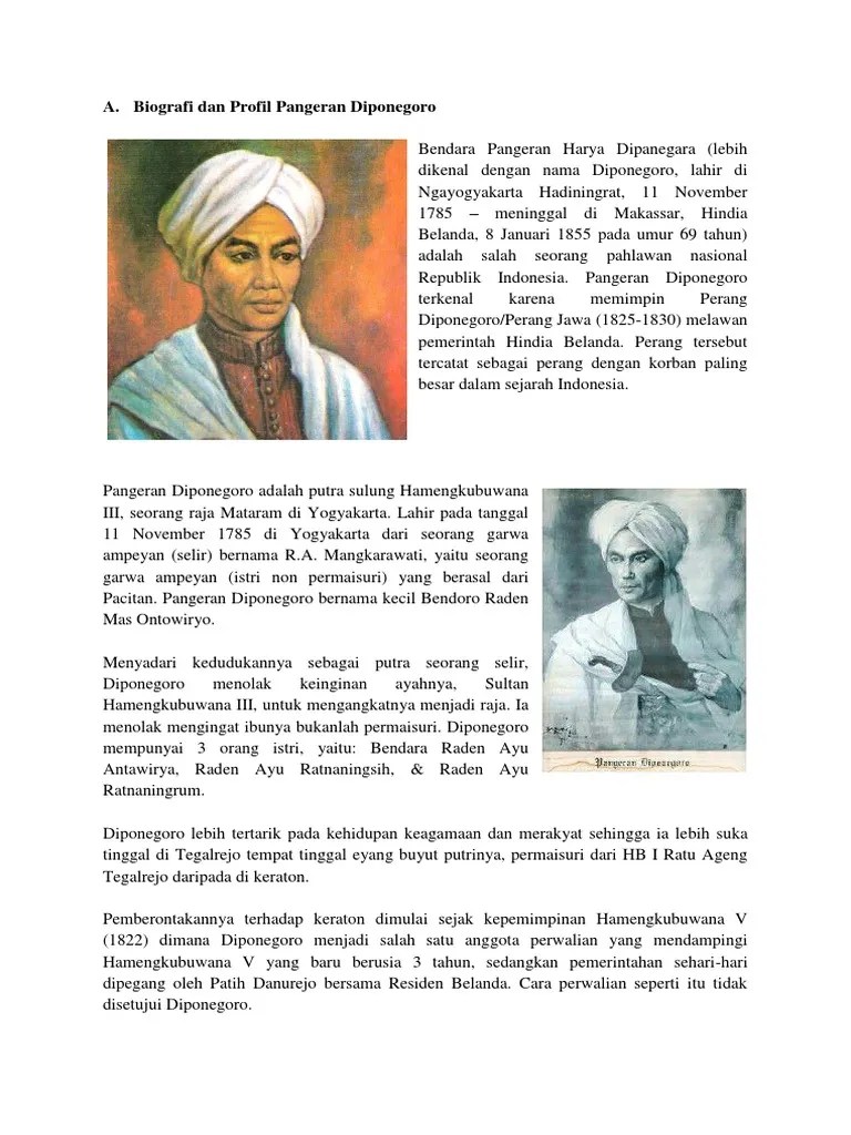 Biografi Dan Profil Pangeran Diponegoro | PDF
