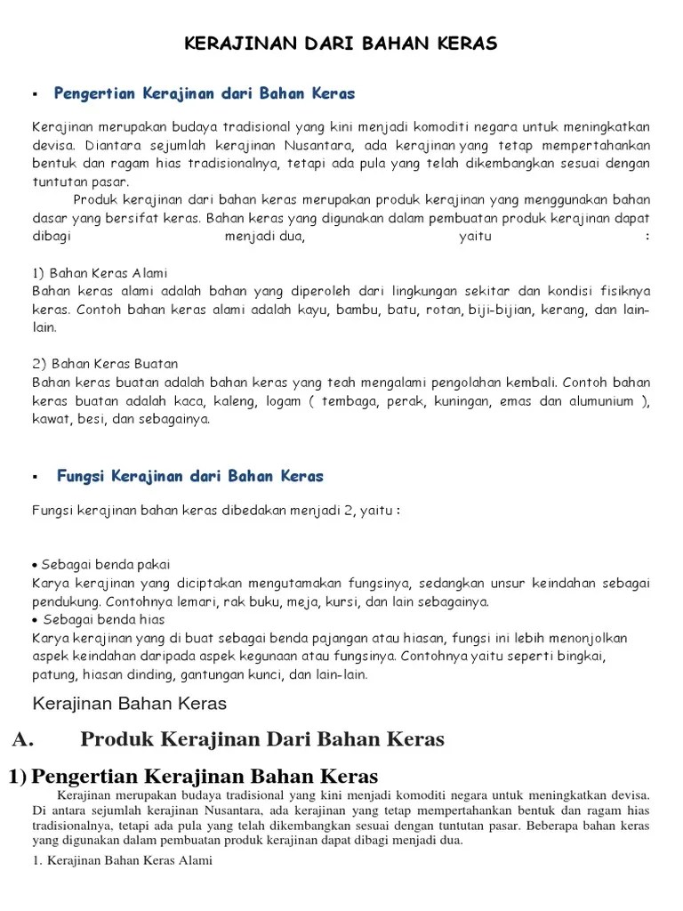 Kerajinan Bahan Keras Buatan Logam