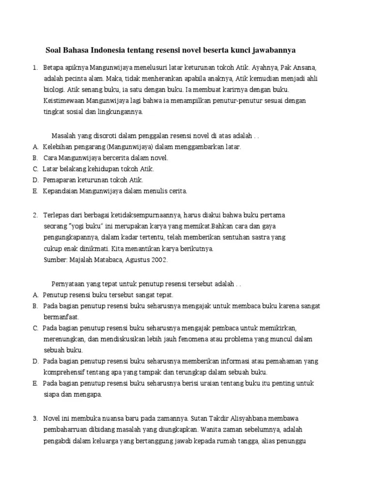 Contoh Soal Resensi Buku Ilmiah Dan Jawaban - Contoh Soal Terbaru
